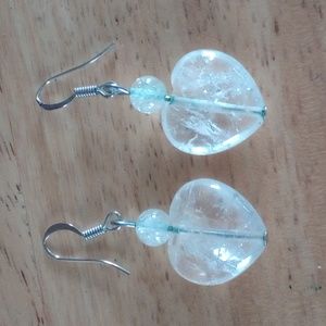 Quartz heart earrings